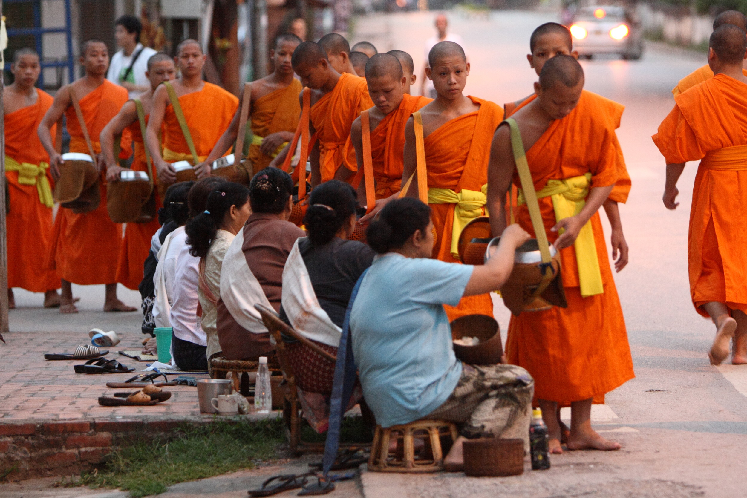 Luang Prabang Monks Alm Dawn 01