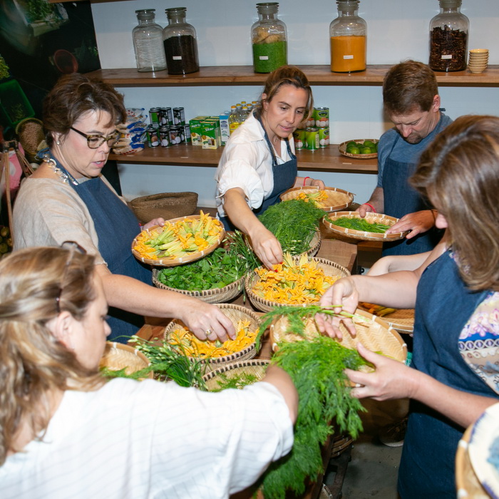 Guests choose ingredients for cooking class