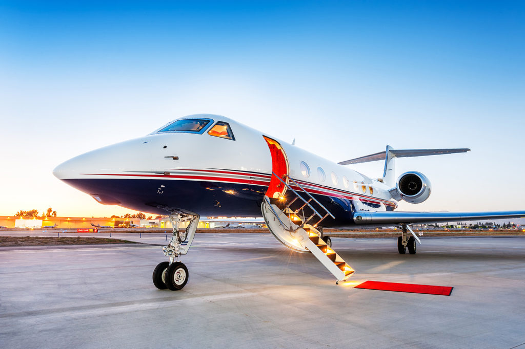 private jet at the airport ready to welcome guests