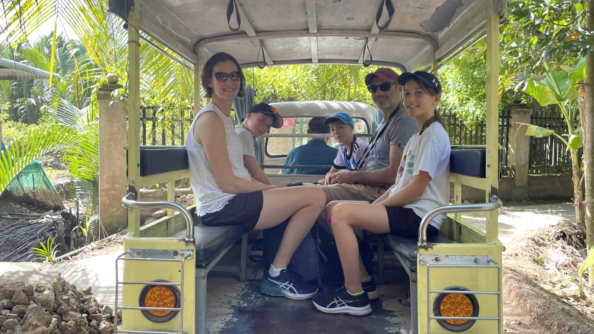 Mekong River Life Experience 10 Guests are happy trying local type of transport